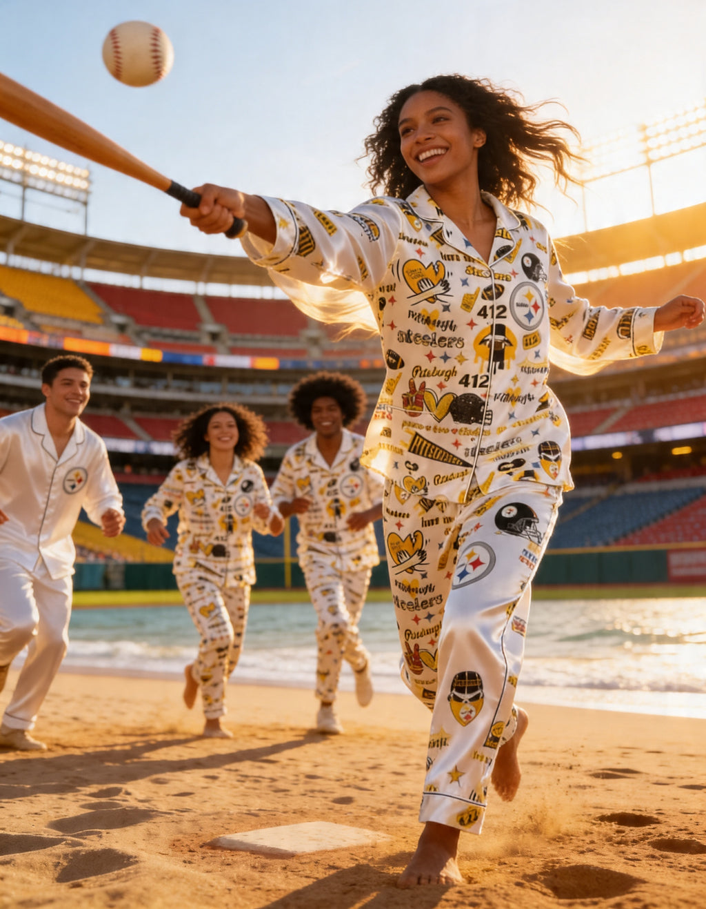 Football Fan Satin Pajama Set for Women