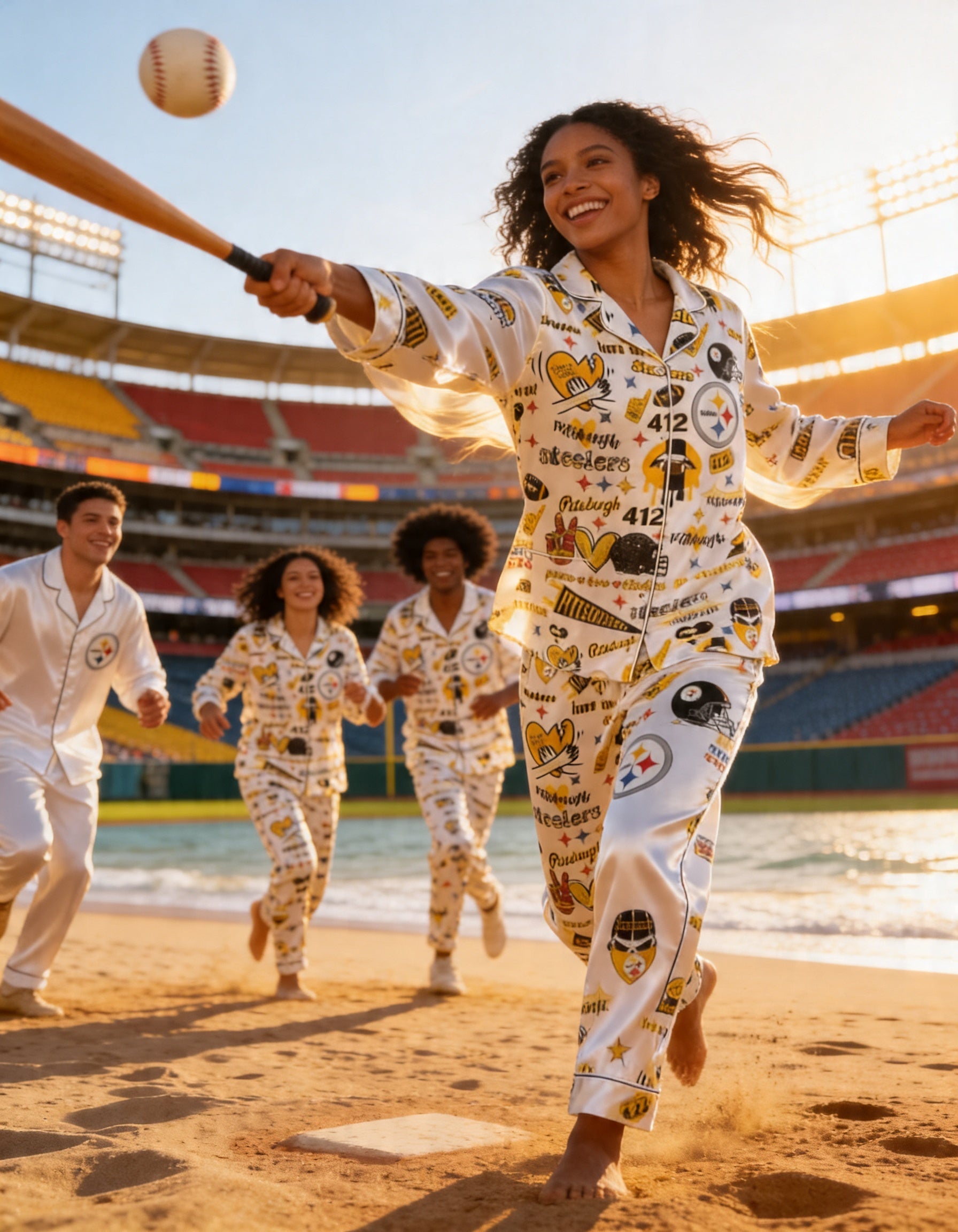 Football Fan Satin Pajama Set for Women