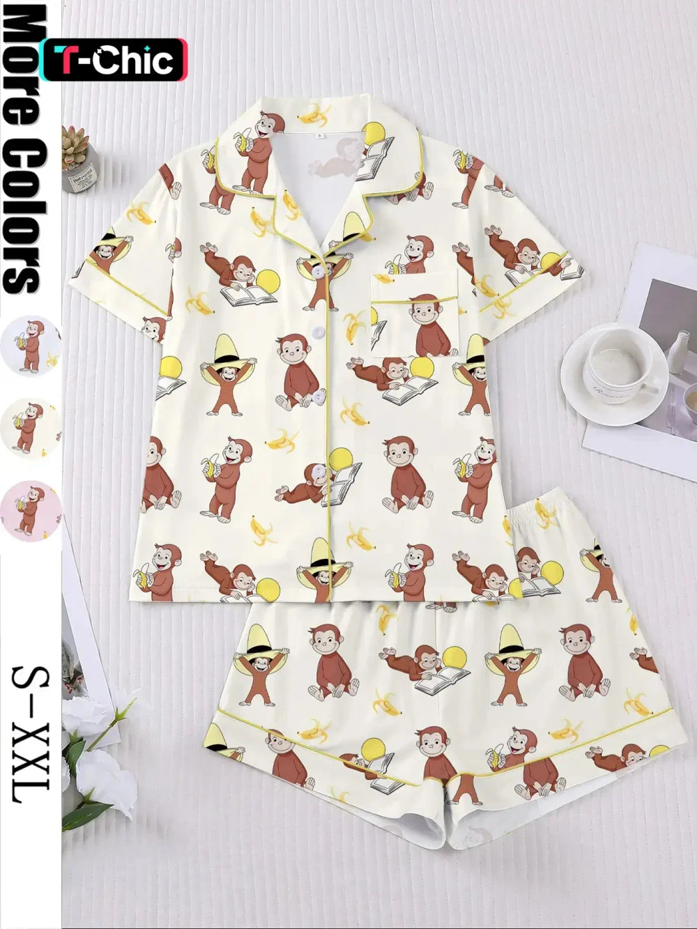 Monkey Banana Print Pajama Set