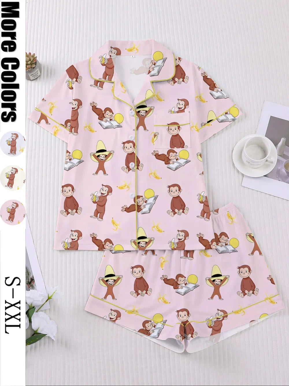 Monkey Banana Print Pajama Set