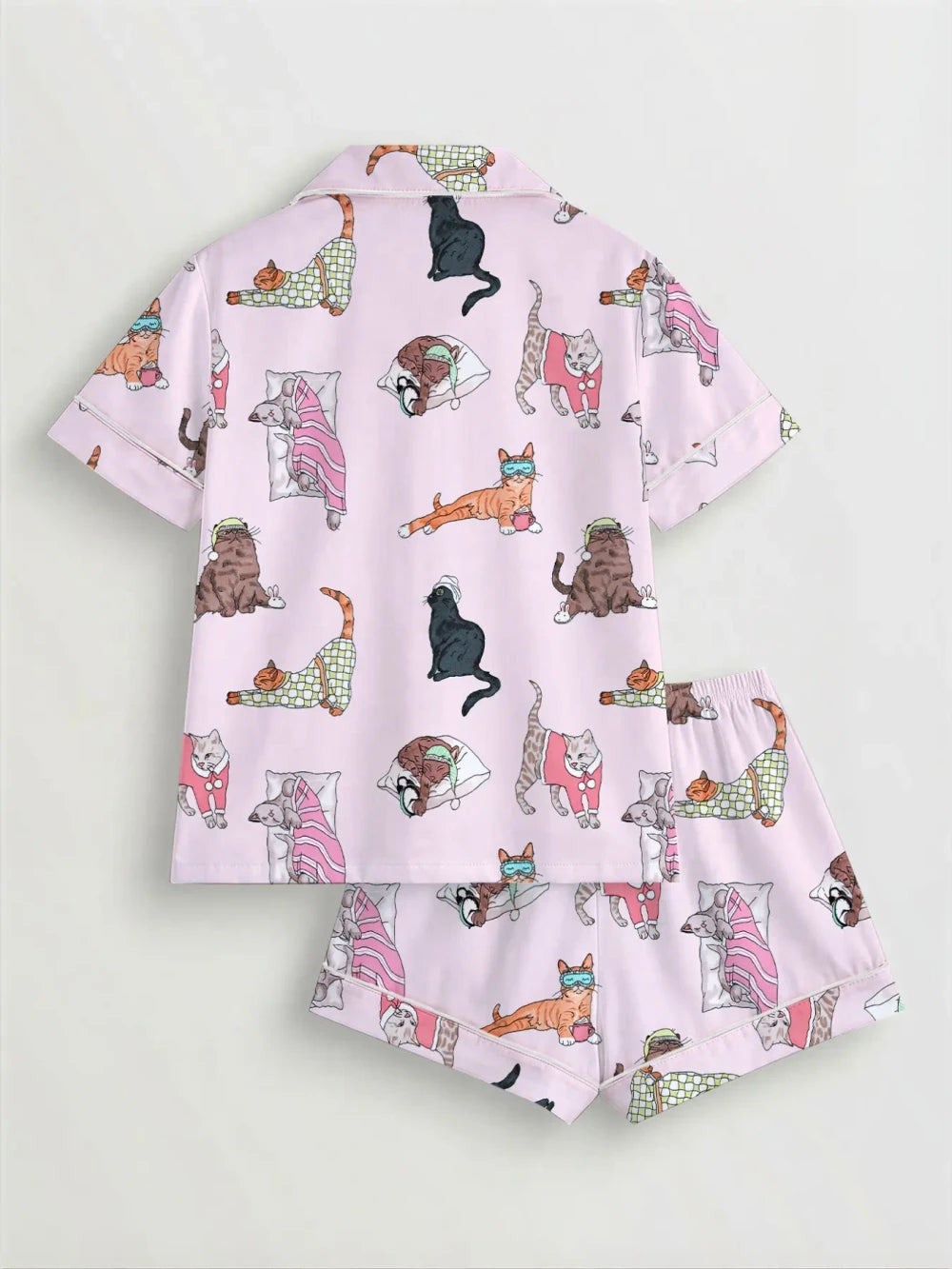 Cat Print Pajama Set