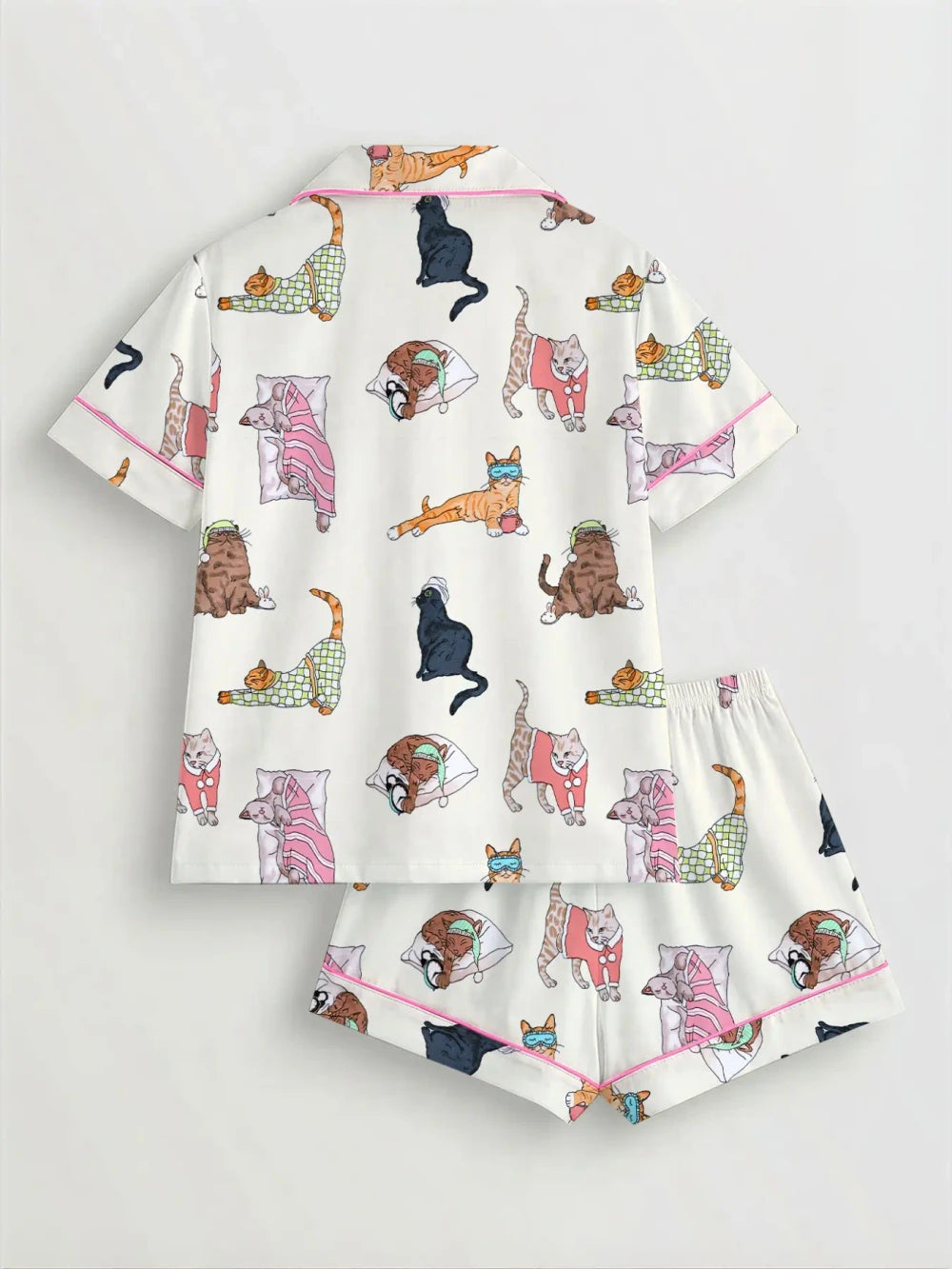 Cat Print Pajama Set