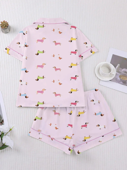 Cartoon Dog Print Pajama Set