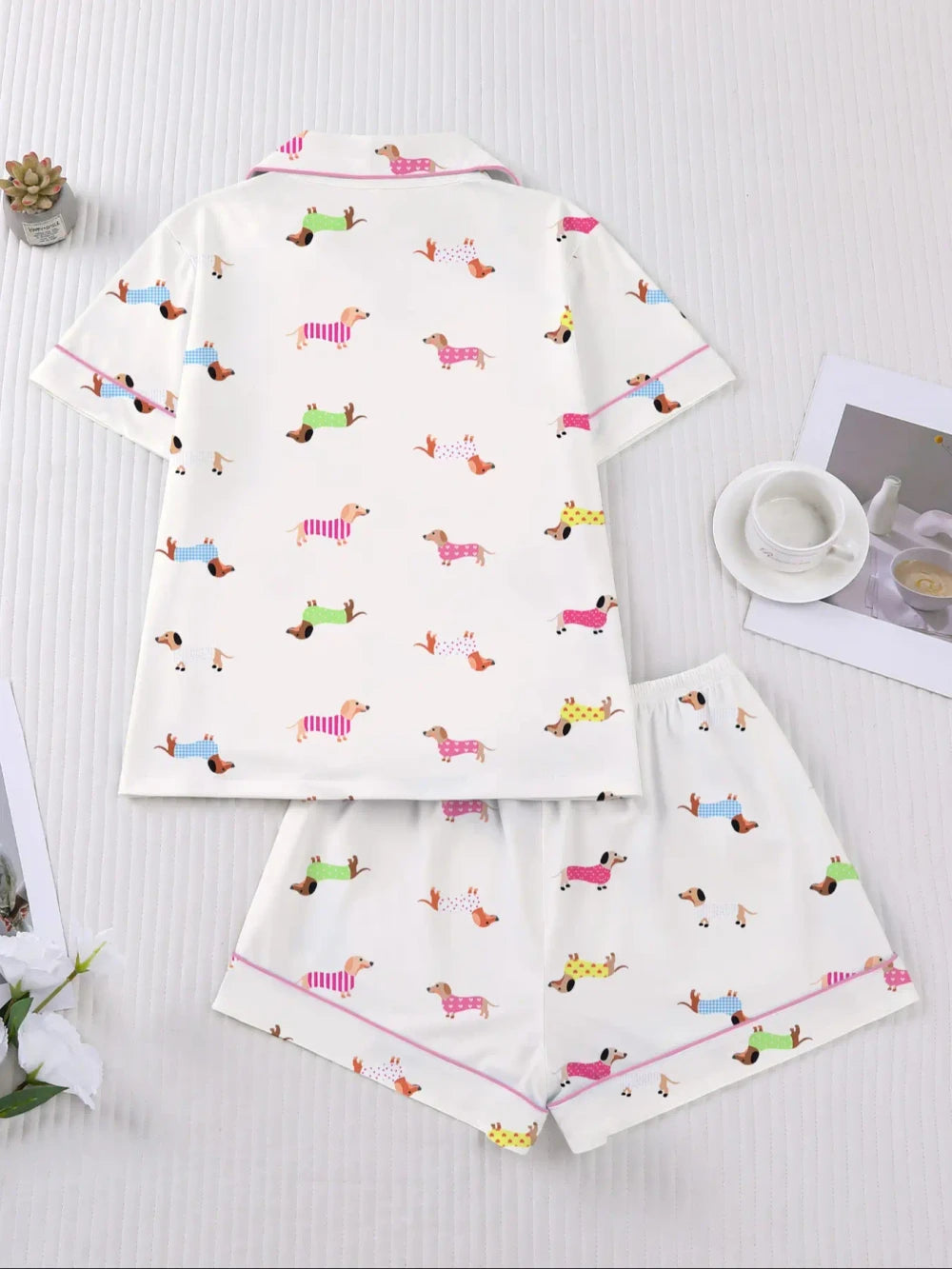 Cartoon Dog Print Pajama Set