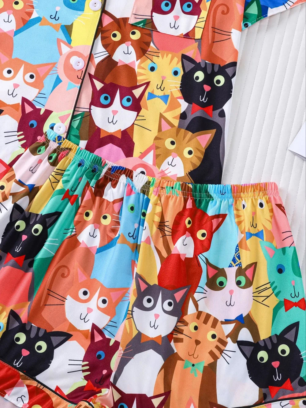 Cute Cat Print Pajama Set
