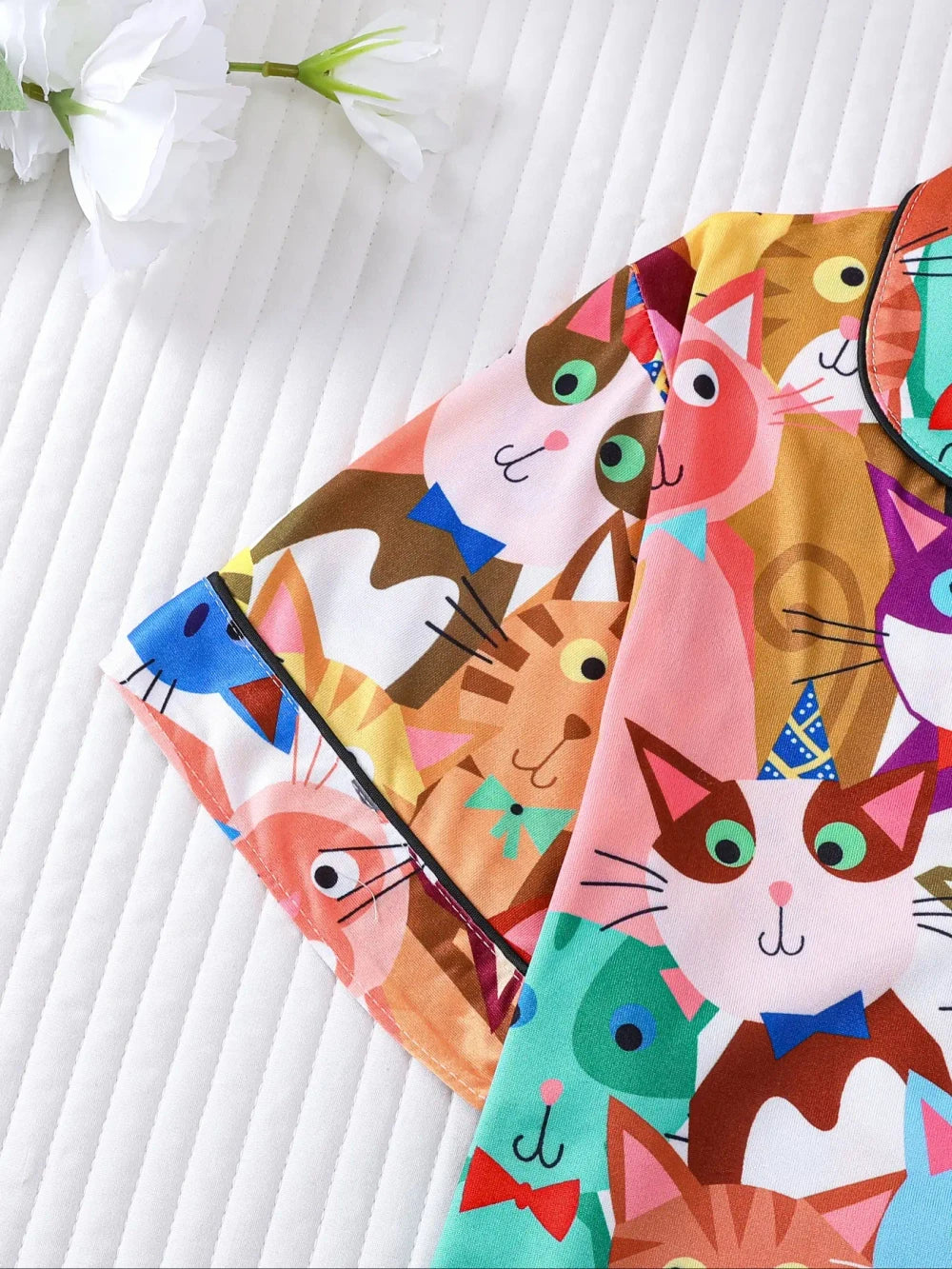 Cute Cat Print Pajama Set