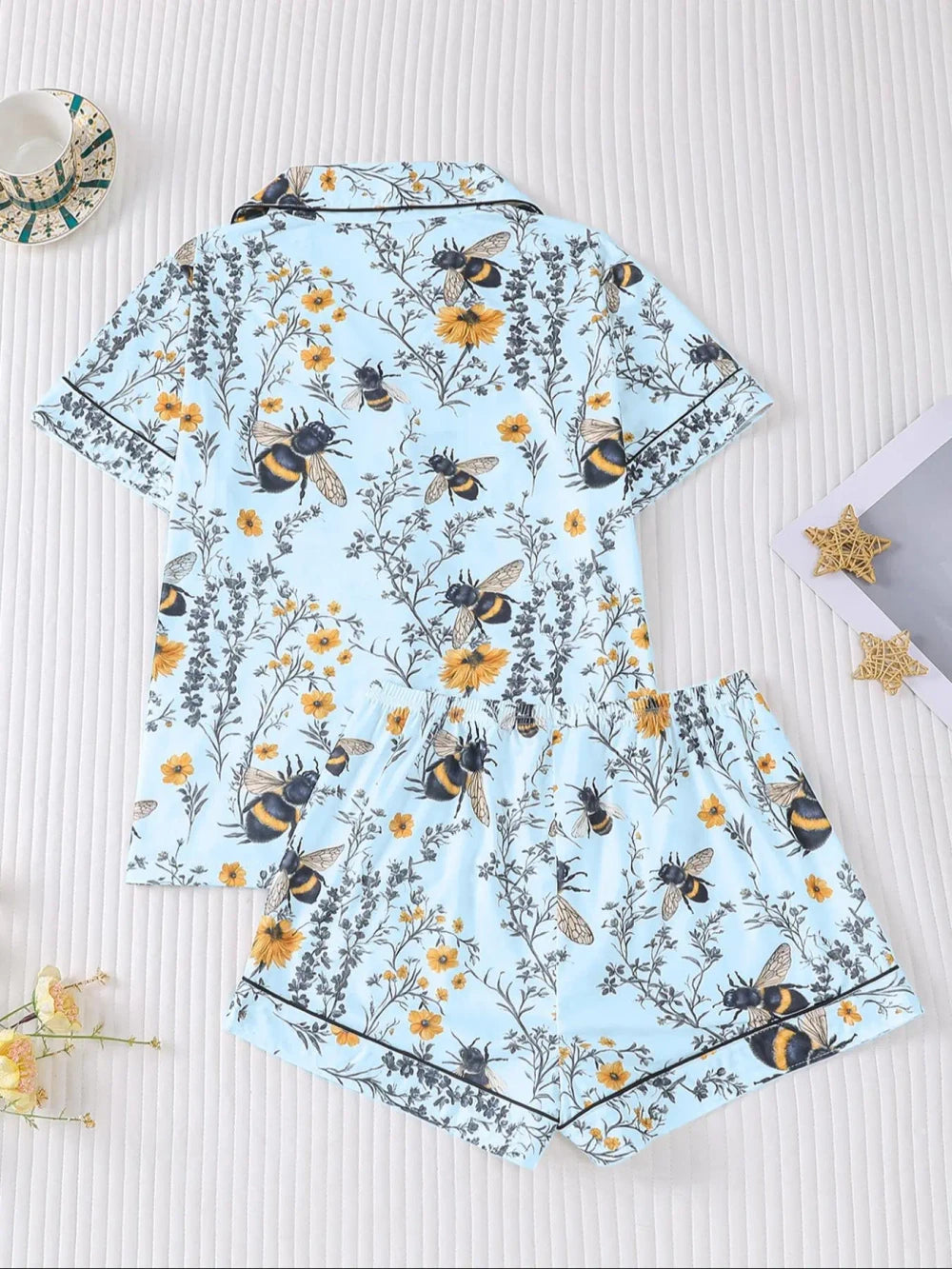 Floral Bee Print Pajama Set