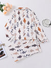 Cute Cat Print Pajama Set