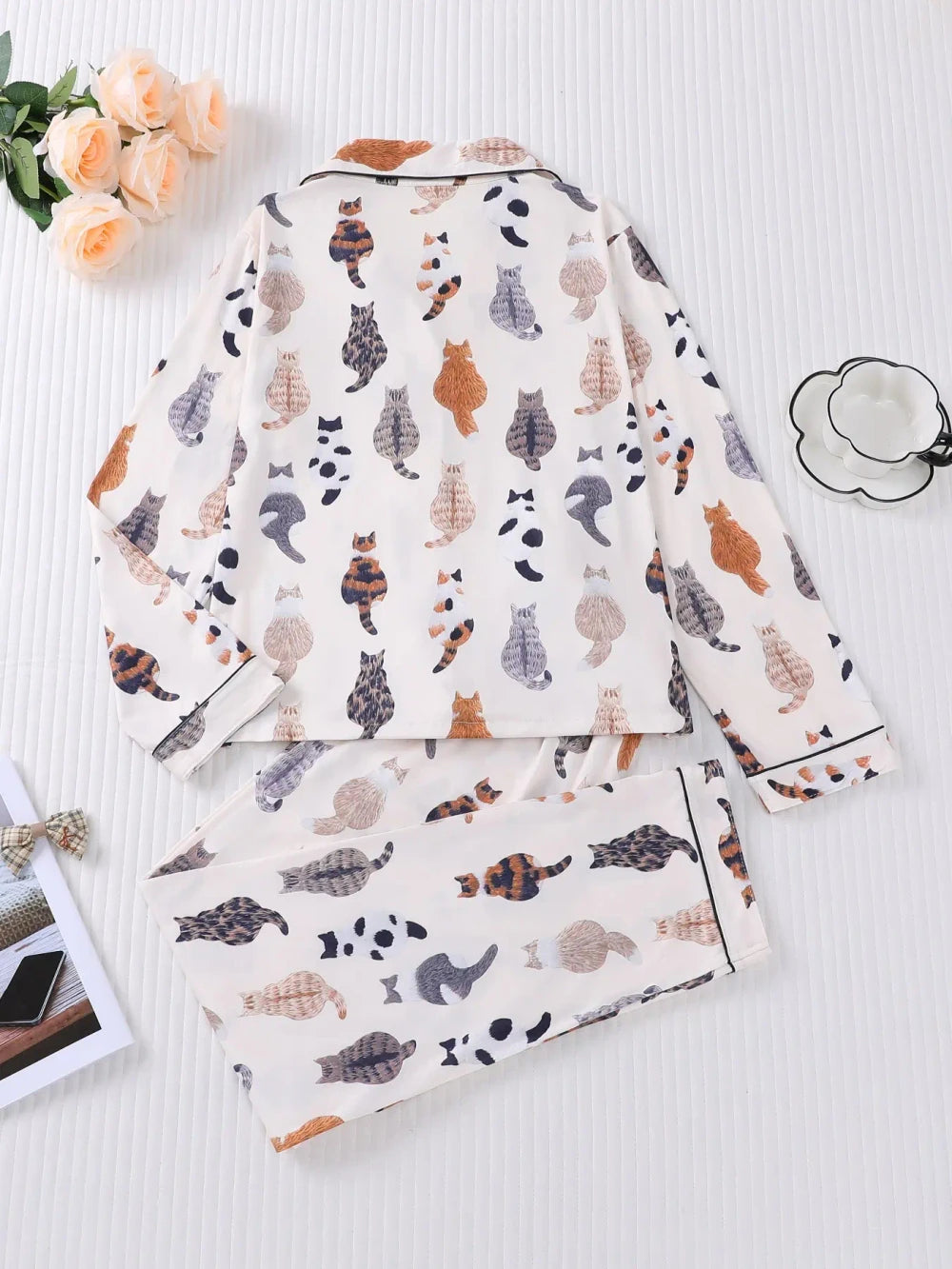 Cute Cat Print Pajama Set