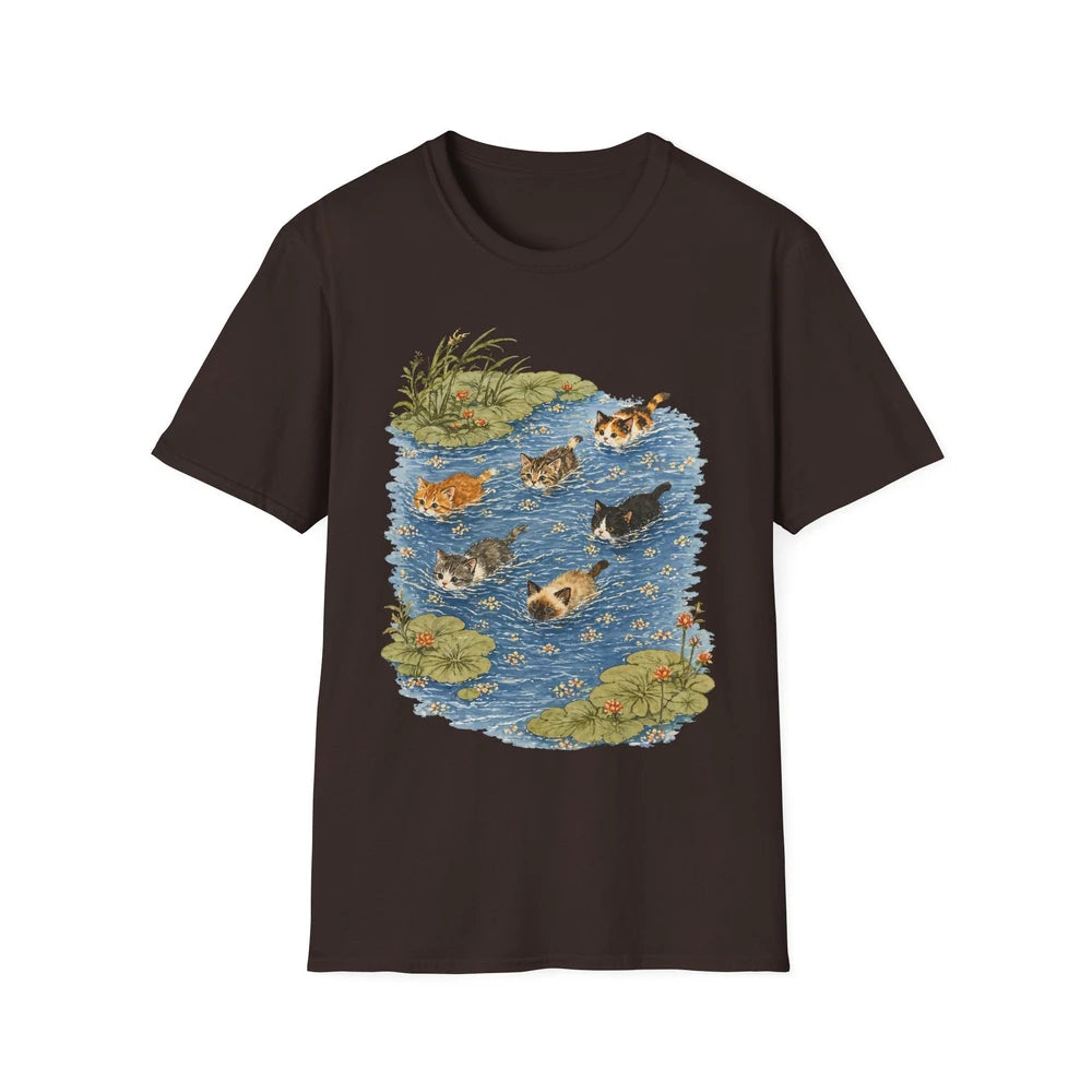 Swimming Cats Cotton T-Shirt