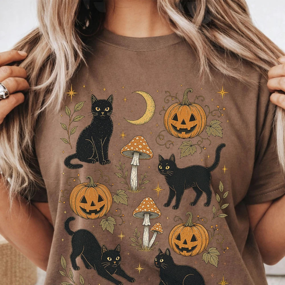 Black Cat Pumpkin Patch T-Shirt