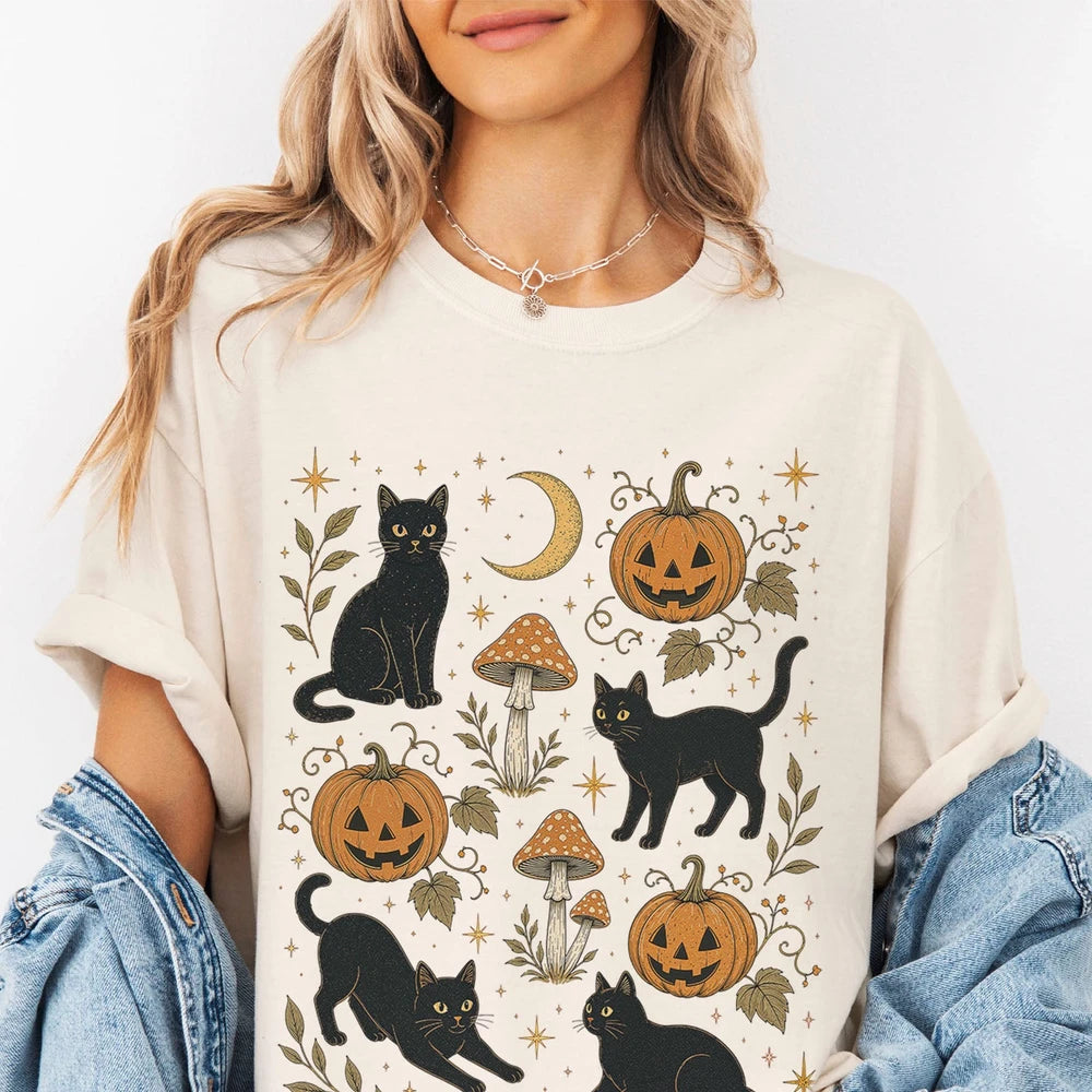 Black Cat Pumpkin Patch T-Shirt
