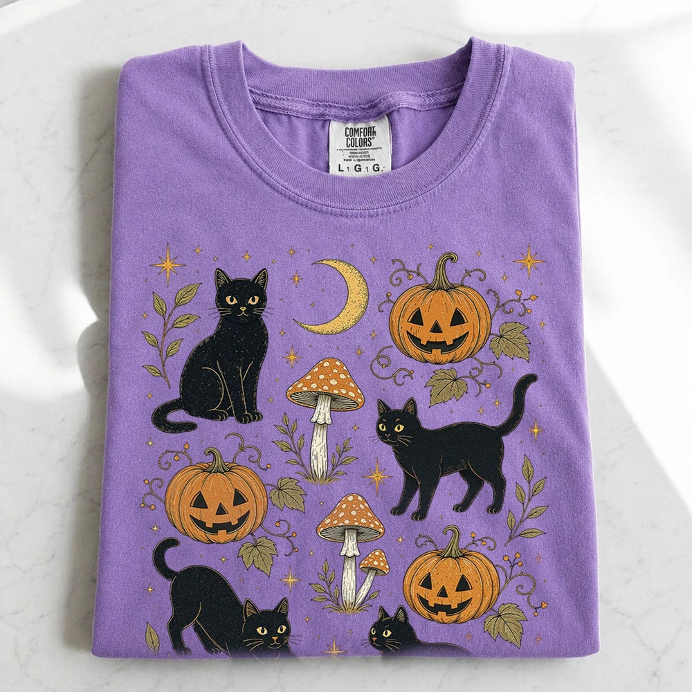 Black Cat Pumpkin Patch T-Shirt