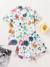 Cartoon Print Satin Pajama Set