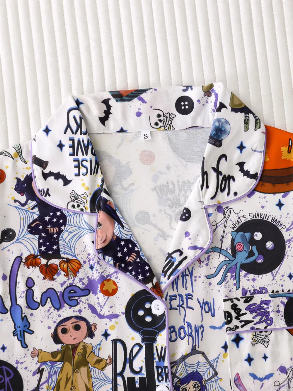 Cartoon Print Satin Pajama Set