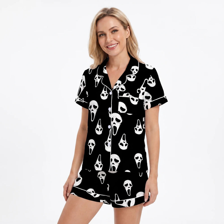 Scream Mask Halloween Pajama Set