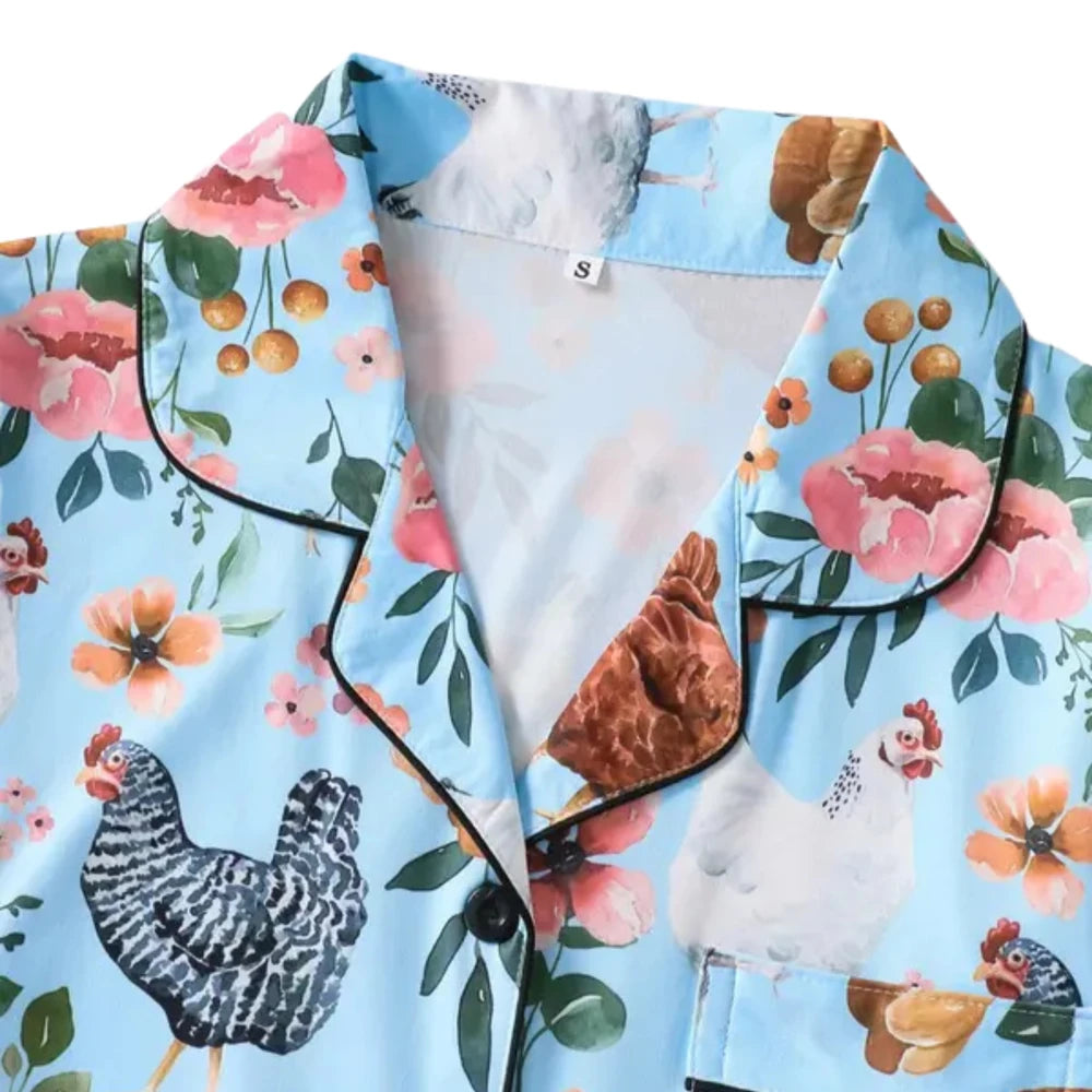 Floral Chicken Pajama Set