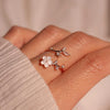 Birth Flower Mother of Pearl Sterling Silver Ring