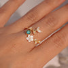 Birth Flower Mother of Pearl Sterling Silver Ring