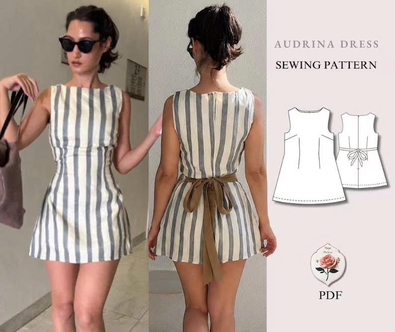 Audrina Dress | Boat Neck Sleeveless A-Line Dress | Sizes XXS–2XL | Beginner Friendly Invisible Zipper Pattern | INSTANT DOWNLOAD