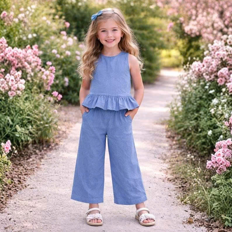 Girls Summer Set Sewing Pattern PDF, Top and Pants Pattern for Kids, Toddler Outfit