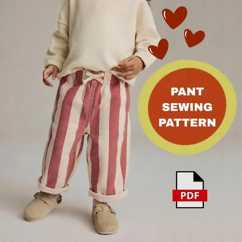 Kids Pants Sewing Pattern For Girls - Toddler Cotton Pant Pattern