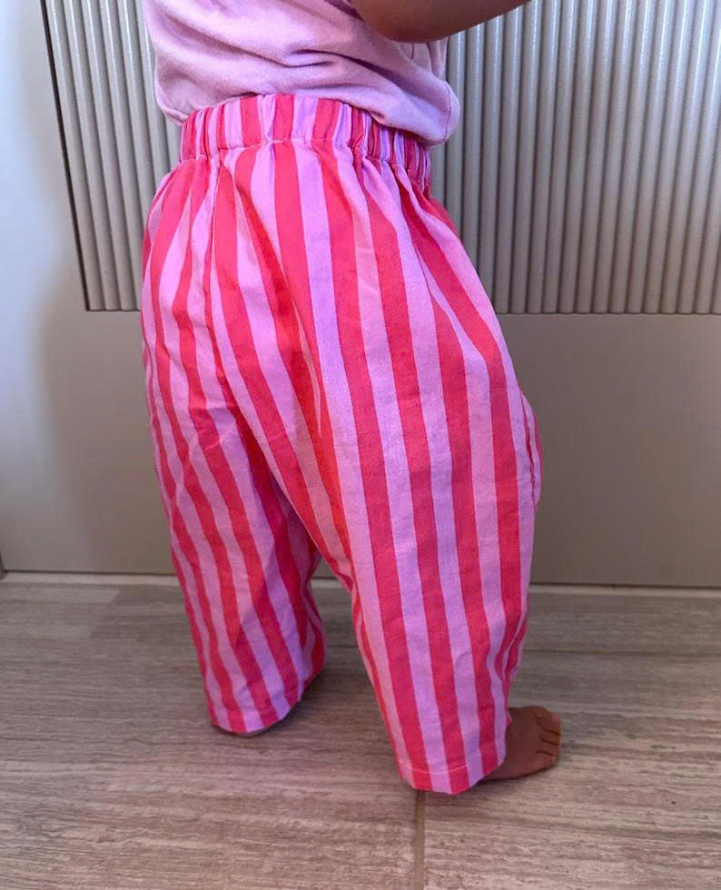 The Eleo Baby Pants PDF Sewing Pattern | Beginner Barrel Leg Pants (0M-3T)