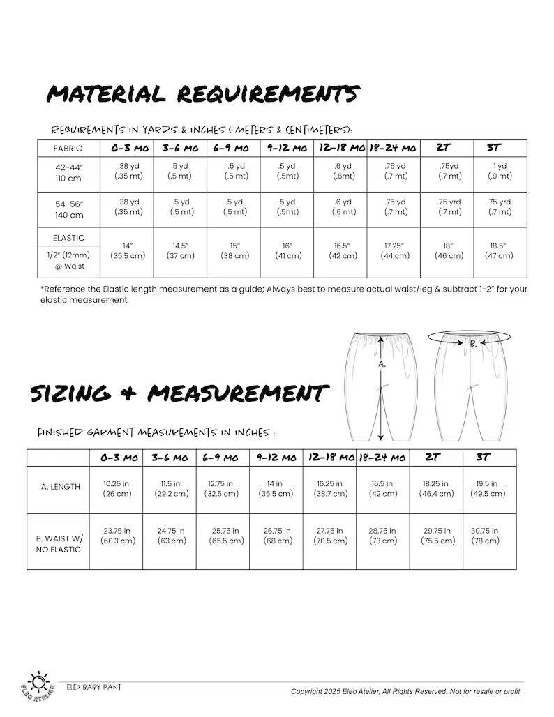 The Eleo Baby Pants PDF Sewing Pattern | Beginner Barrel Leg Pants (0M-3T)