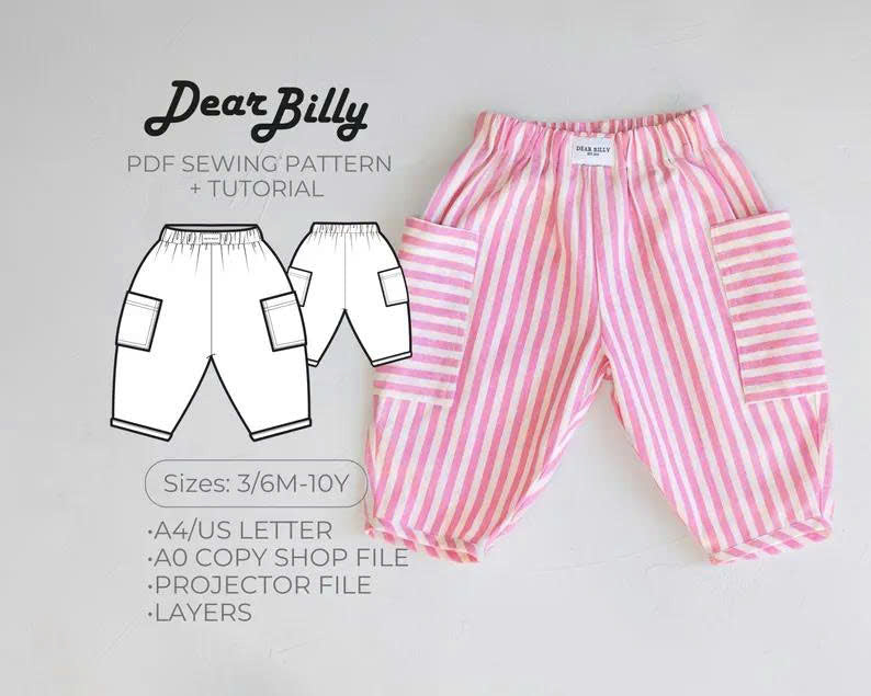 Unisex Kids Balloon Trousers • Barrel Leg Pant • PDF Sewing Pattern • Cali Pants • 3/6m-10y