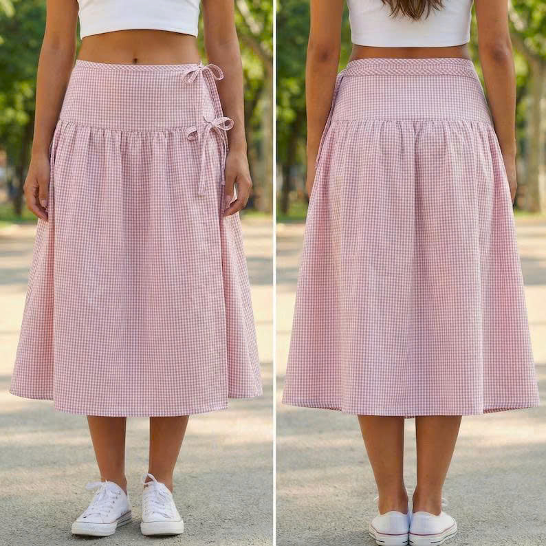 April Wrap Skirt Sewing Pattern | Low Waist Tie Skirt (US 00-22)