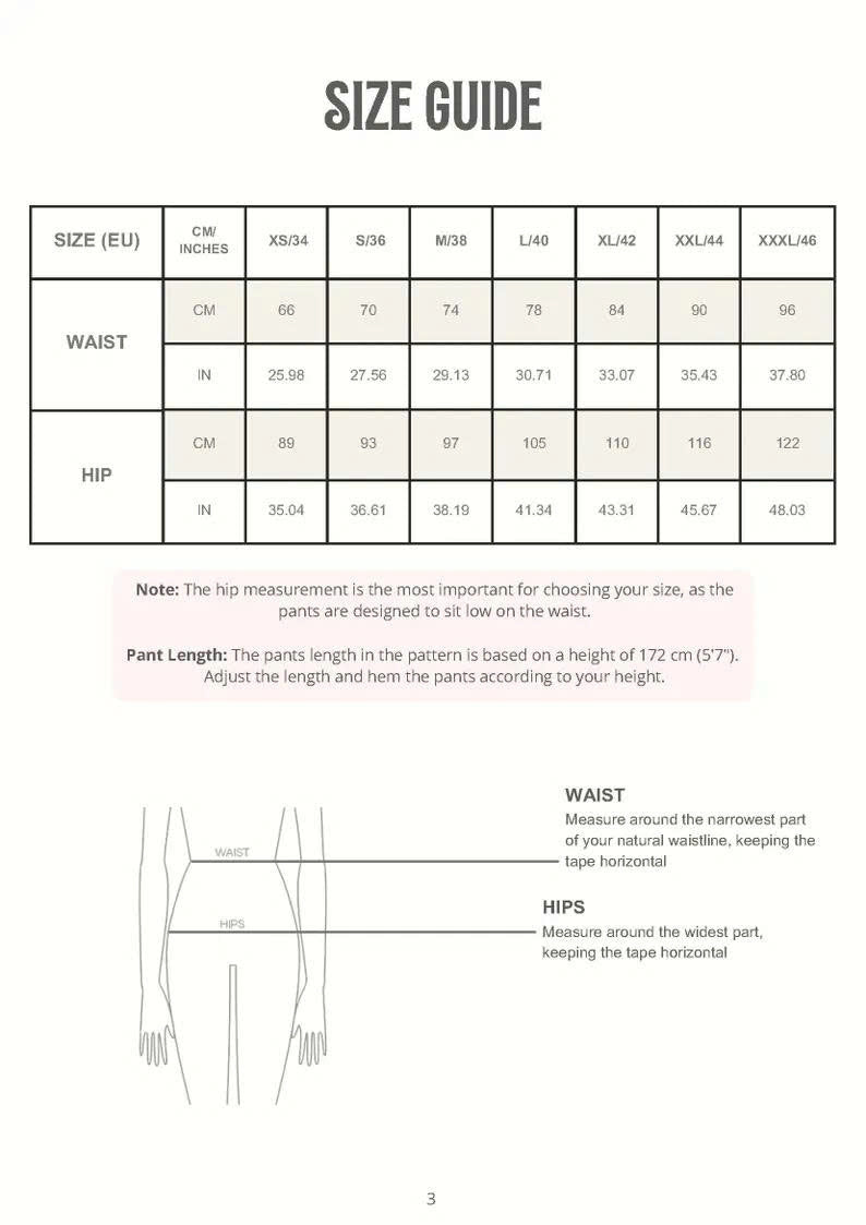 Luna Low Waist Pants Sewing Pattern | Pleats | Side Zipper (Digital PDF)