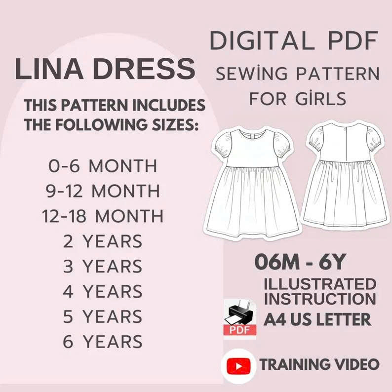 Easy Short-Sleeve Dress Pattern for Girls | 6M-6Y | Video Tutorial