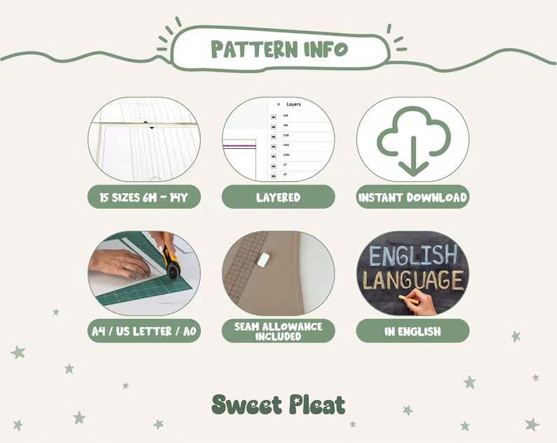 Simple Pants Pattern For Kids Wide Leg Pants Sewing Pattern For Children 6M - 14Y (PDF Download)