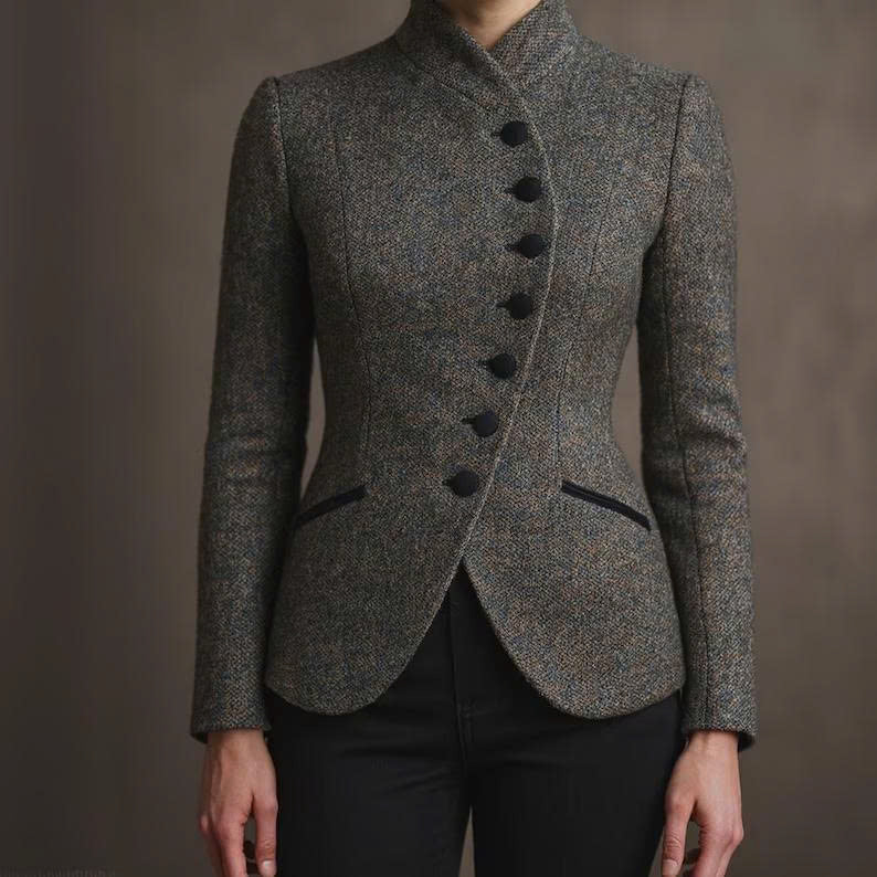 Asymmetrical High Neck Blazer Sewing Pattern | Tailored Equestrian Jacket (XS-3XL)