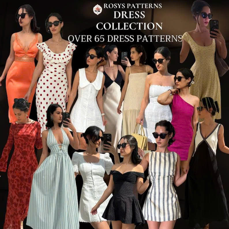Whole Shop 50 Rosys Patterns Sewing Patterns, Beginner Sewing Patterns, XXS-5XL, Bundle Set, Sewing Instructions, US Letter-A4-A0 Format