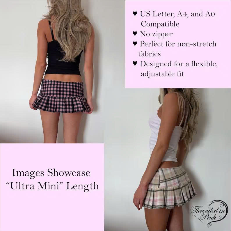 Low Rise Pleated Skirt Sewing Pattern PDF + Tutorial Video