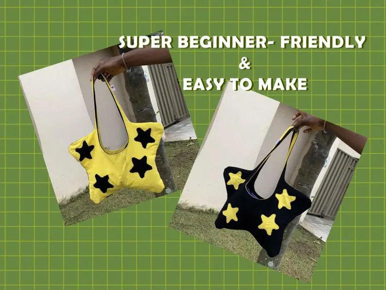 Star Hobo Bag Sewing Pattern | Beginner- friendly Star- shaped Tote Bag Pattern | PDF pattern Instant Download | A4 | A0 | US LETTER