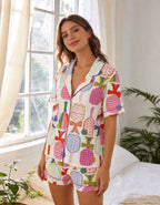 Pickleball Paddle Short Sleeve Pajama Set