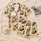 Cute Cartoon Duck Satin Pajama Set