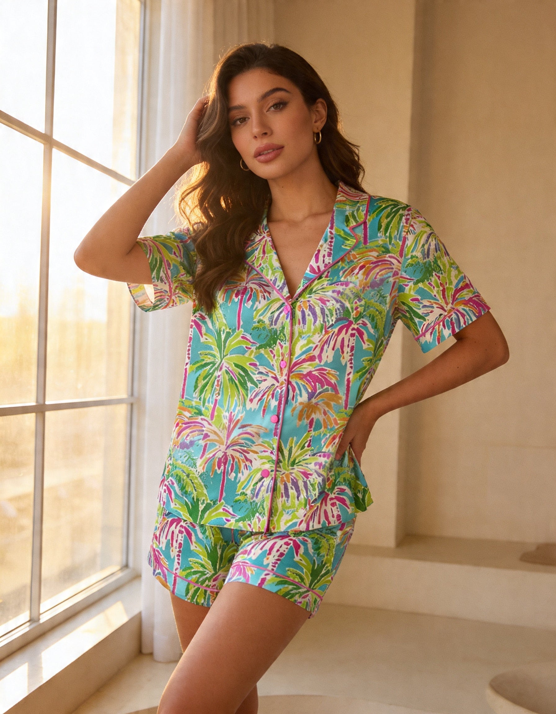 Women’s Tropical Palm Pajama Set
