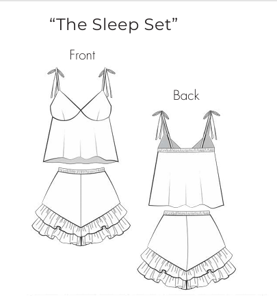 The Sleep Set PDF Sewing Pattern | Cami Top & Ruffle Shorts Loungewear Pattern
