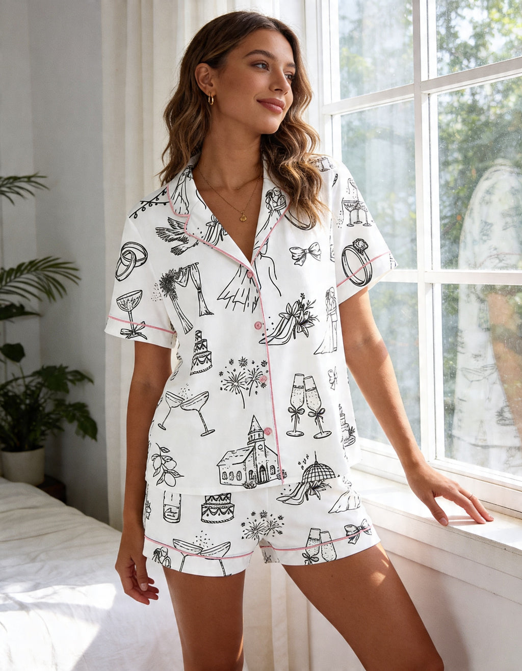 Bridal Wedding Print Pajama Set