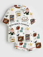Merry Christmas The One Where It's Thanksgiving Friends Turkey Satin Pajama Set