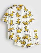 Funny Ducks Not All In a Row Sarcastic Mental Health Cute Duck Satin Pajama Set