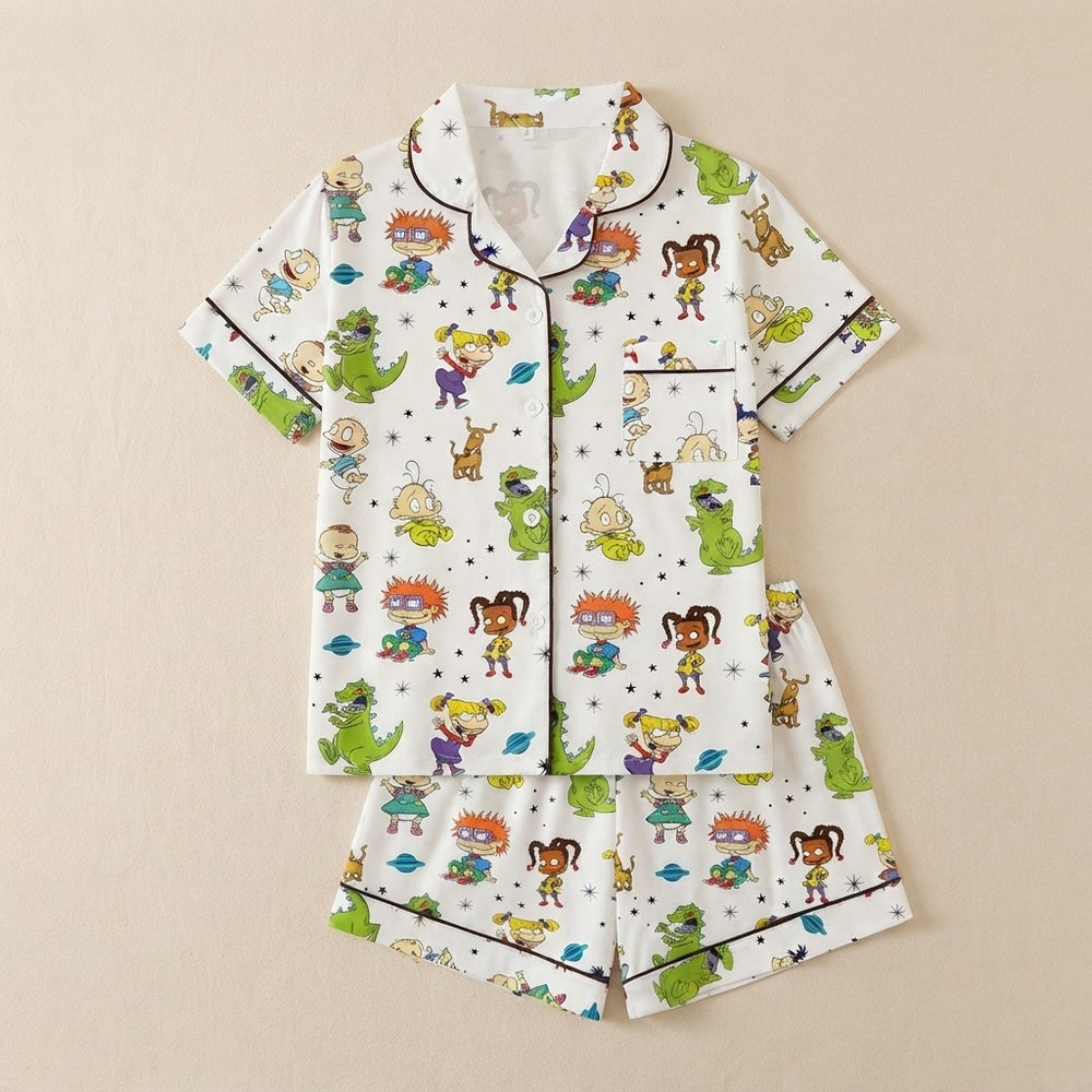 Retro Dinosaur Knit Pajama Set