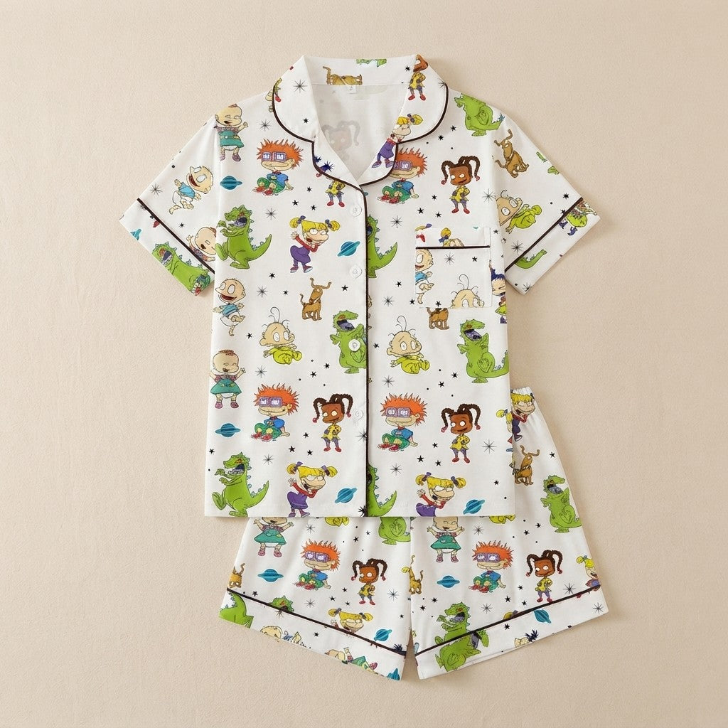 Retro Dinosaur Knit Pajama Set