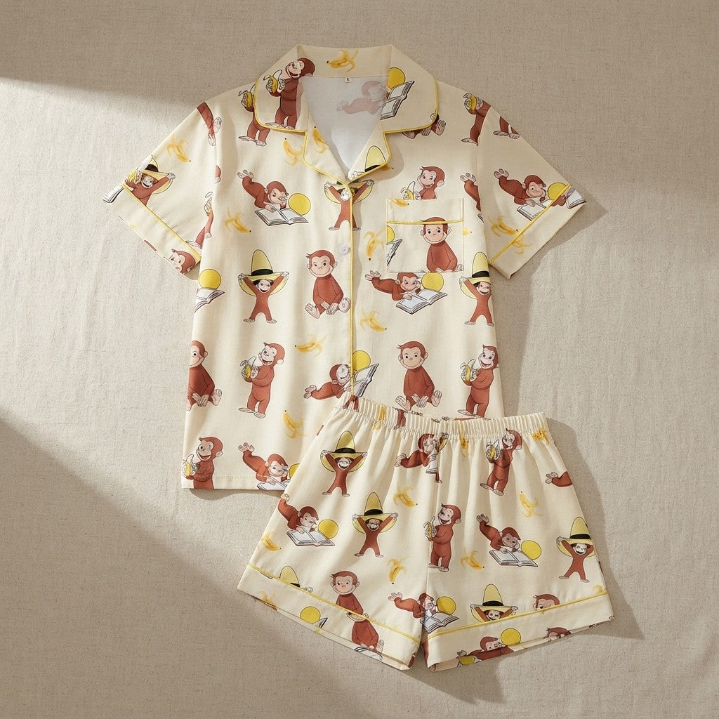 Monkey Banana Print Pajama Set