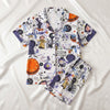 Cartoon Print Satin Pajama Set