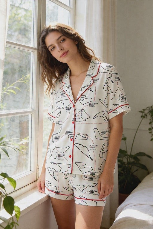 Motorsport Race Track Print Pajama Set