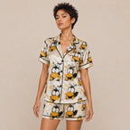Cute Cartoon Duck Satin Pajama Set